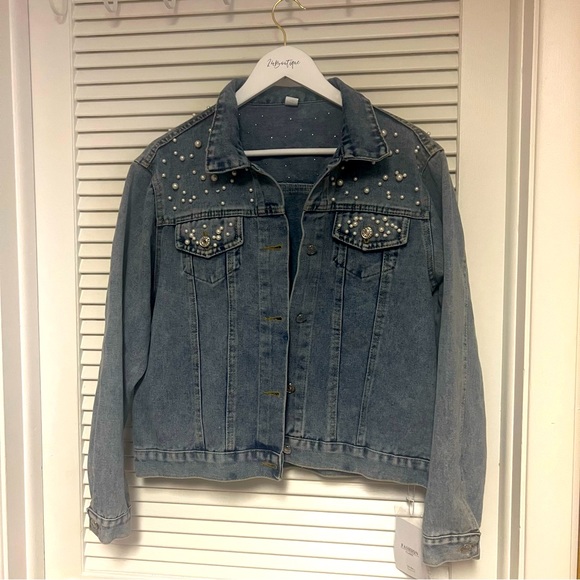 Mother of the Bride Pearl Denim Jacket 4X NWT - Picture 6 of 14